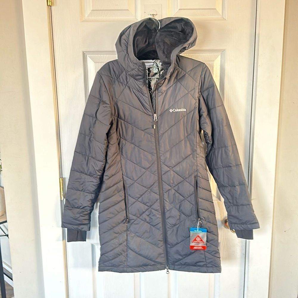 Columbia Women's Heavenly Black Long Hooded Jacket Size Small New